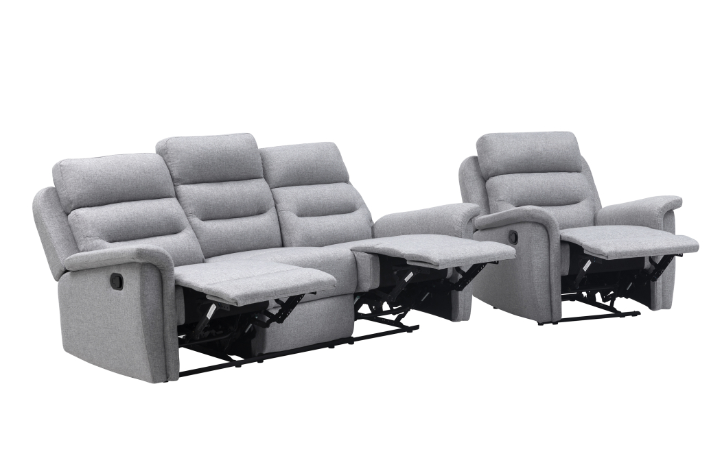 RELAXXO - Ensemble canapé relax manuel LÉON 3 places + fauteuil manuel en tissu