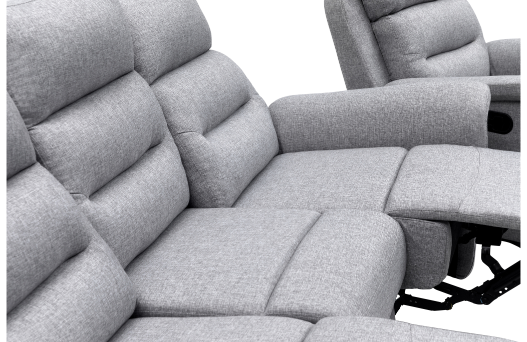 RELAXXO - Ensemble canapé relax manuel LÉON 3 places + fauteuil manuel en tissu