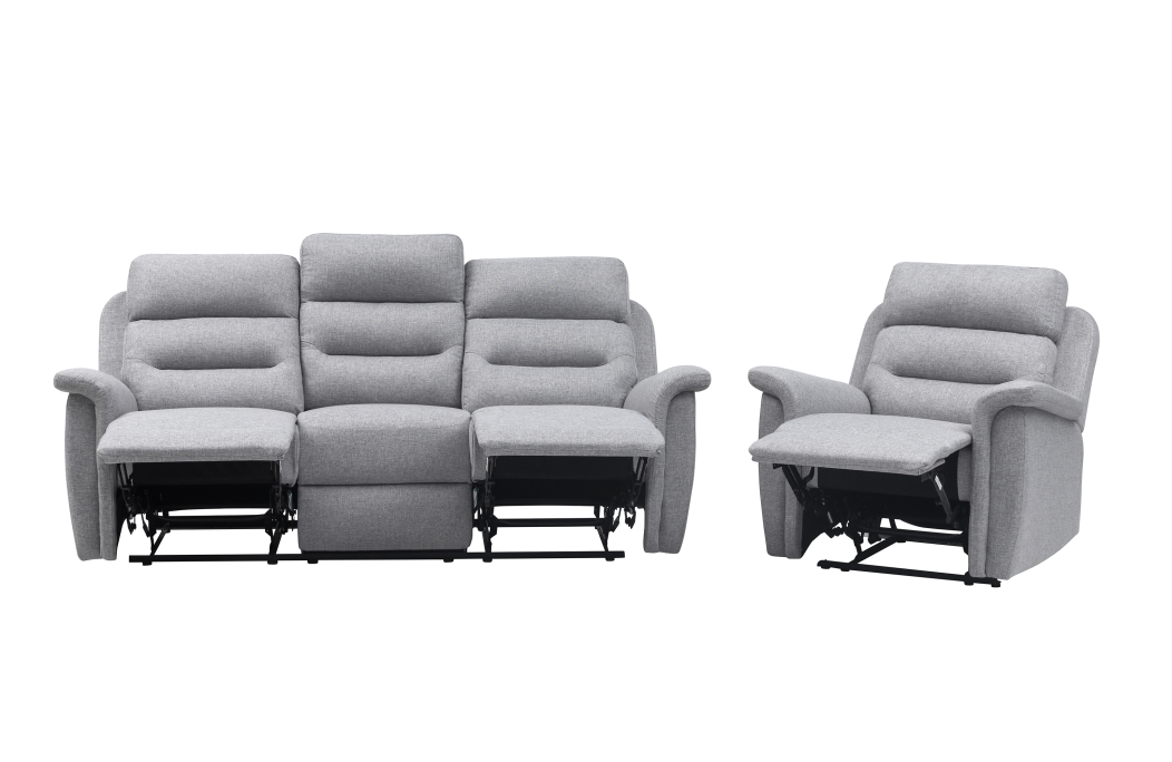 RELAXXO - Ensemble canapé relax manuel LÉON 3 places + fauteuil manuel en tissu