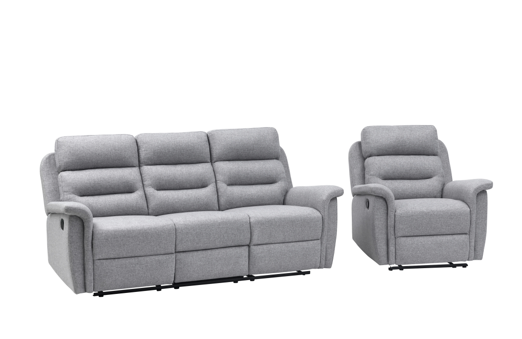 RELAXXO - Ensemble canapé relax manuel LÉON 3 places + fauteuil manuel en tissu