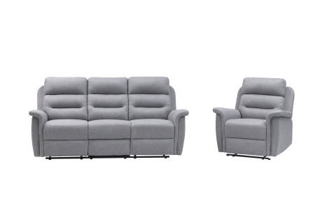 RELAXXO - Ensemble canapé relax manuel LÉON 3 places + fauteuil manuel en tissu