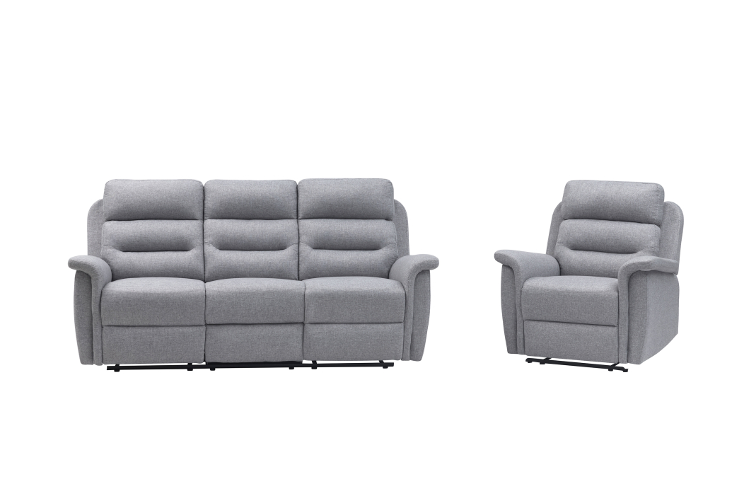 RELAXXO - Ensemble canapé relax manuel LÉON 3 places + fauteuil manuel en tissu