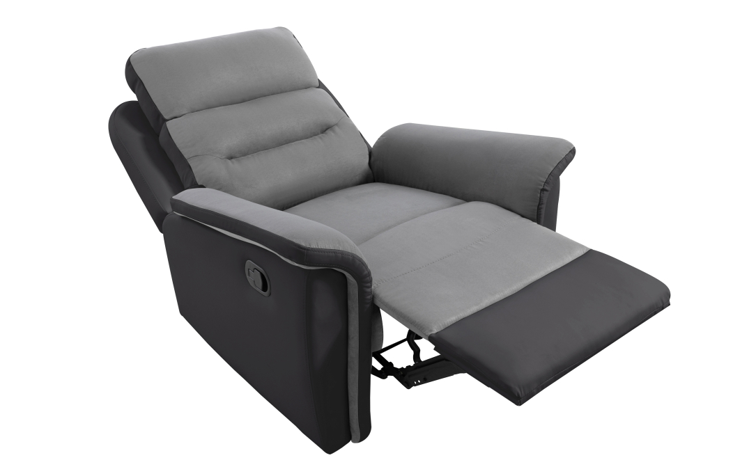 RELAXXO - Ensemble canapé relax manuel LÉON 2 places + fauteuil manuel en microfibre et simili