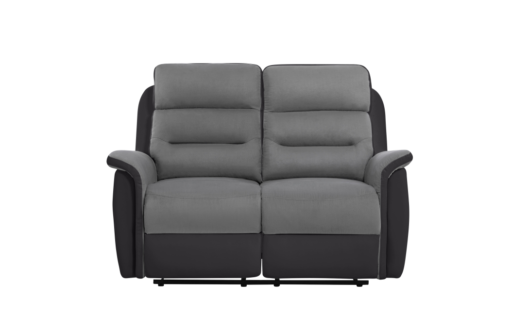 RELAXXO - Ensemble canapé relax manuel LÉON 2 places + fauteuil manuel en microfibre et simili
