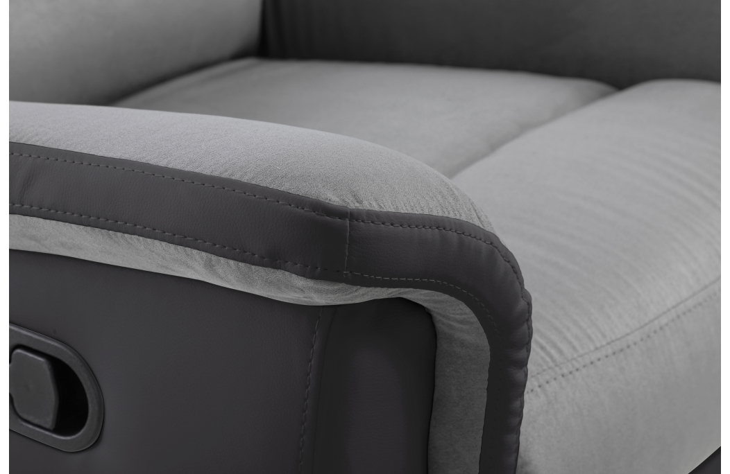 RELAXXO - Ensemble canapé relax manuel LÉON 2 places + fauteuil manuel en microfibre et simili