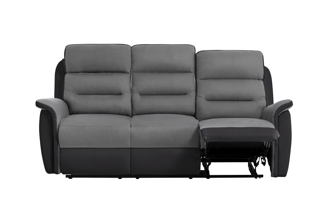 RELAXXO - Ensemble canapé relax manuel LÉON 3 places + fauteuil manuel en microfibre et simili