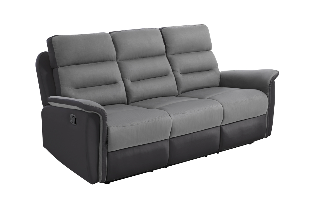 RELAXXO - Ensemble canapé relax manuel LÉON 3 places + fauteuil manuel en microfibre et simili