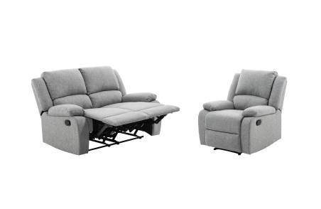 RELAXXO - Ensemble canapé relax manuel LEO 2 places + fauteuil manuel en tissu