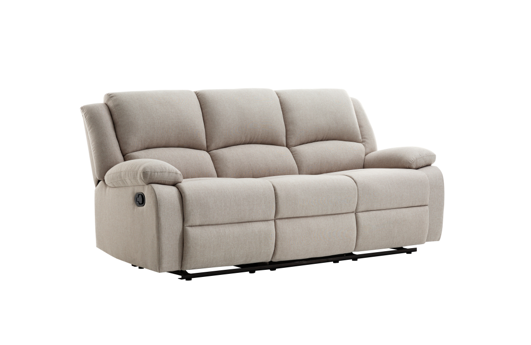 RELAXXO - Ensemble canapé relax manuel LEO 3 places + fauteuil manuel en tissu