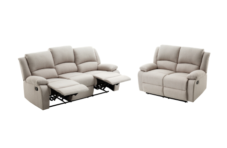 RELAXXO - Ensemble canapés relax manuels LEO 3 + 2 places en tissu