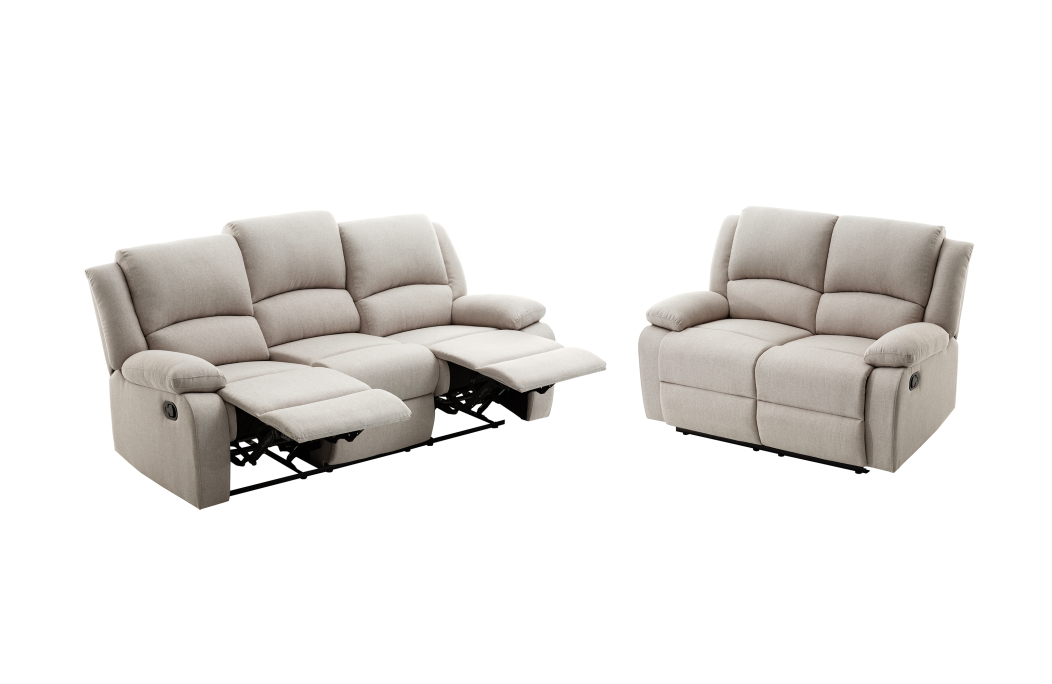 RELAXXO - Ensemble canapés relax manuels LEO 3 + 2 places en tissu