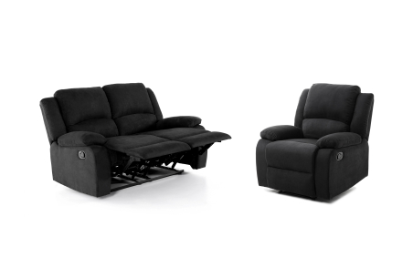 RELAXXO - Ensemble canapé relax manuel LEO 2 places + fauteuil manuel en microfibre