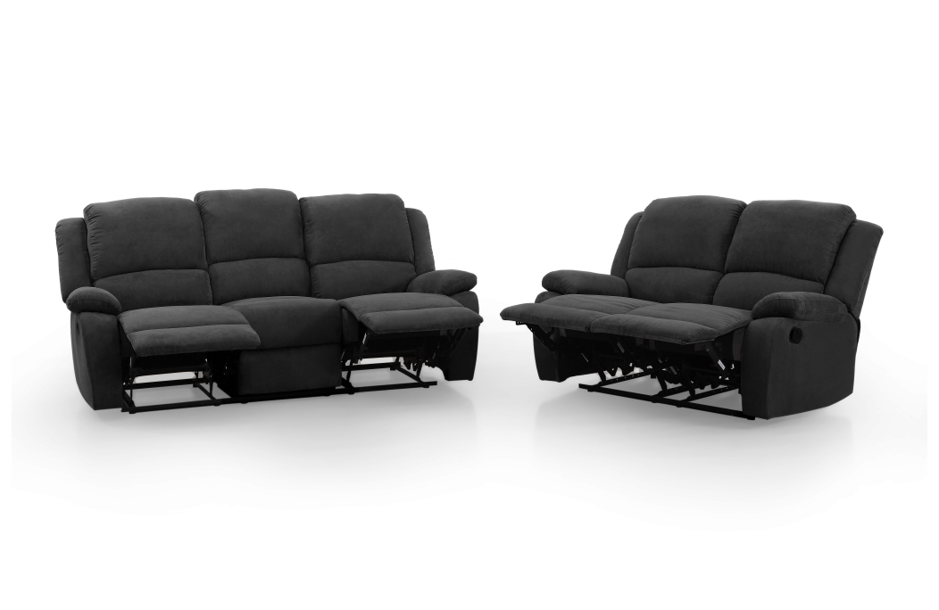 RELAXXO - Ensemble canapés relax manuels LEO 3 + 2 places en microfibre