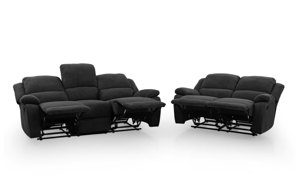 RELAXXO - Ensemble canapés relax manuels LEO 3 + 2 places en microfibre