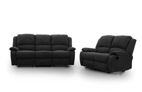 RELAXXO - Ensemble canapés relax manuels LEO 3 + 2 places en microfibre
