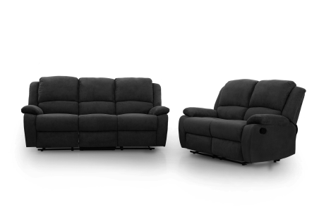 RELAXXO - Ensemble canapés relax manuels LEO 3 + 2 places en microfibre