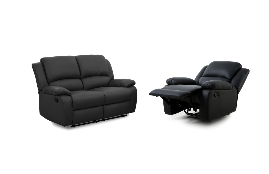 RELAXXO - Ensemble canapé relax manuel LEO 2 places + fauteuil manuel en simili