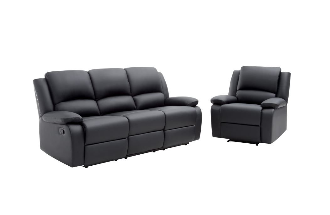 RELAXXO - Ensemble canapé relax manuel LEO 3 places + fauteuil manuel en simili