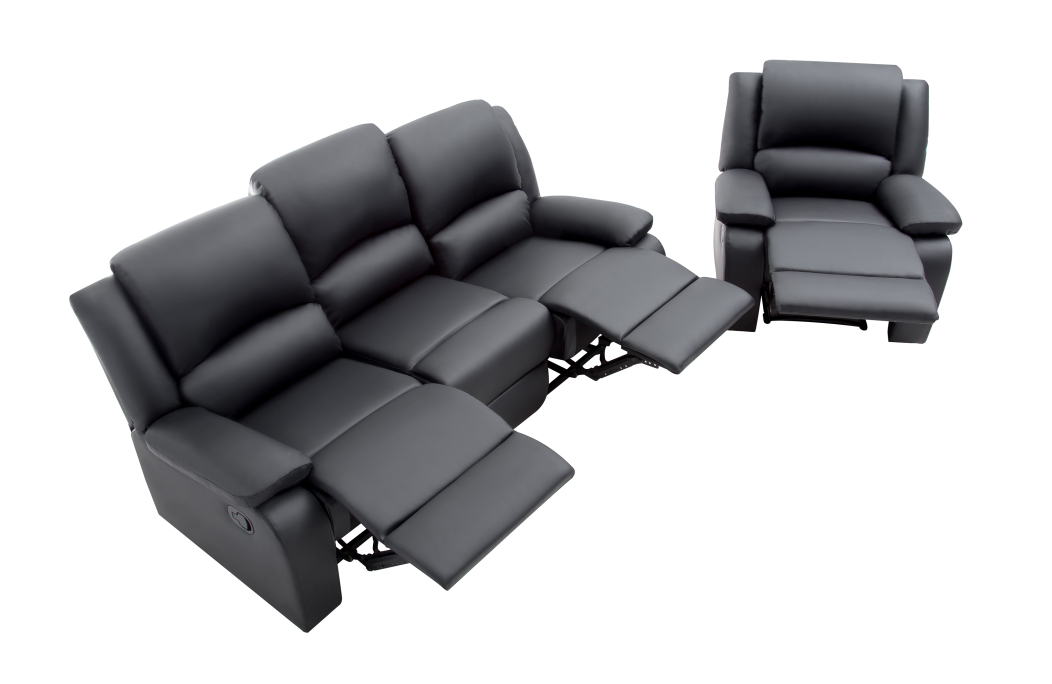 RELAXXO - Ensemble canapé relax manuel LEO 3 places + fauteuil manuel en simili
