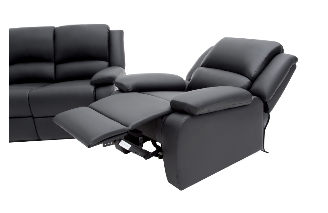 RELAXXO - Ensemble canapé relax manuel LEO 3 places + fauteuil manuel en simili