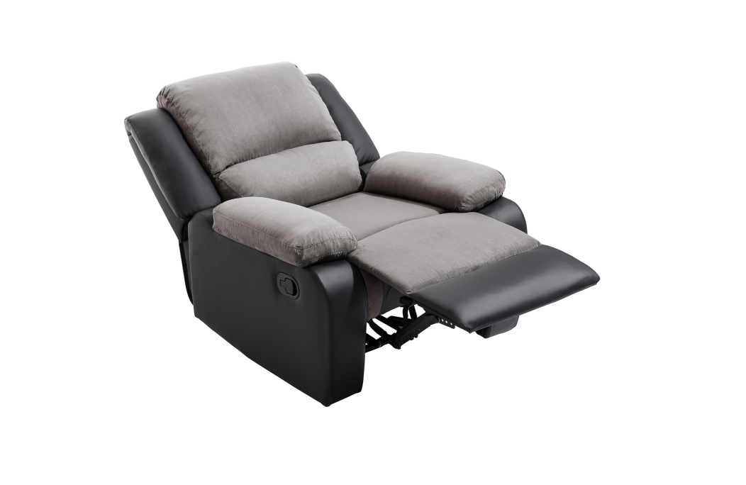 RELAXXO - Ensemble canapé relax manuel LEO 2 places + fauteuil manuel en microfibre et simili