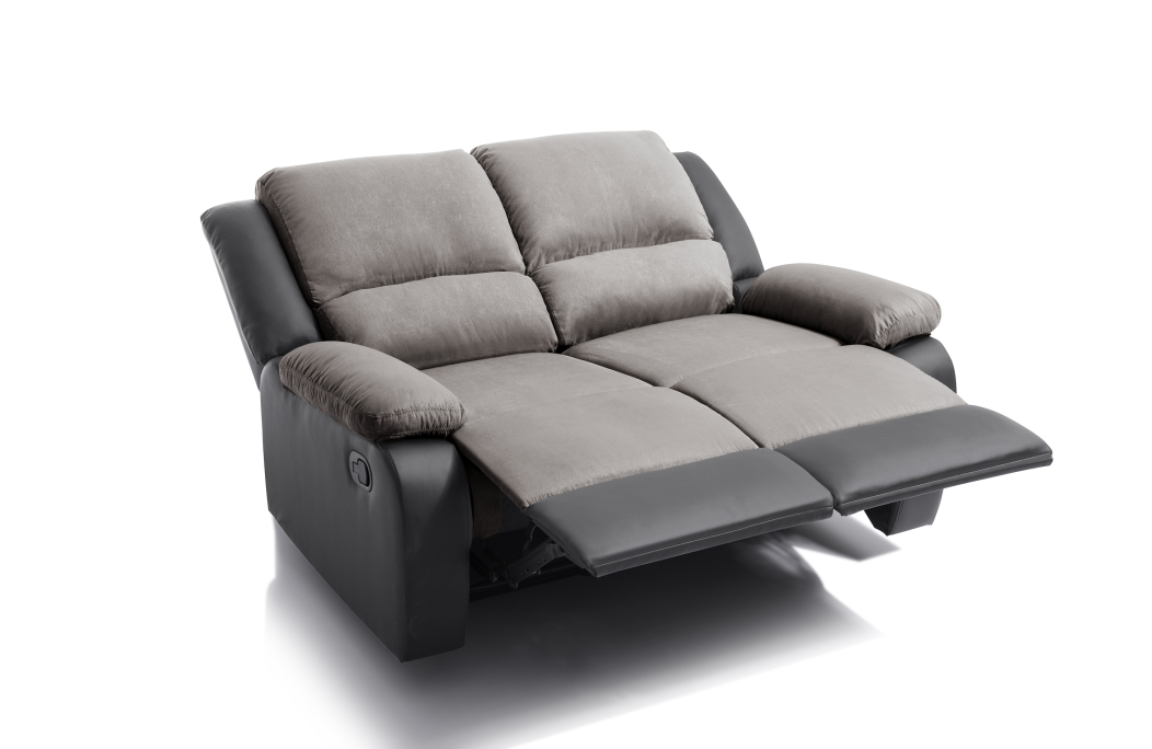 RELAXXO - Ensemble canapé relax manuel LEO 2 places + fauteuil manuel en microfibre et simili