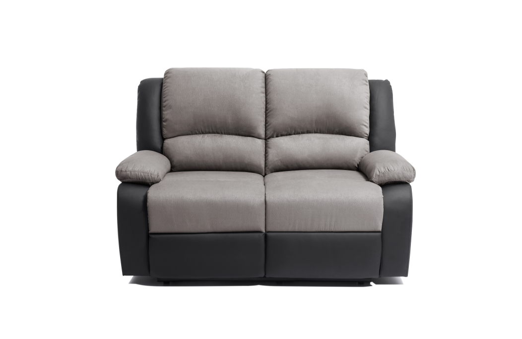 RELAXXO - Ensemble canapé relax manuel LEO 2 places + fauteuil manuel en microfibre et simili