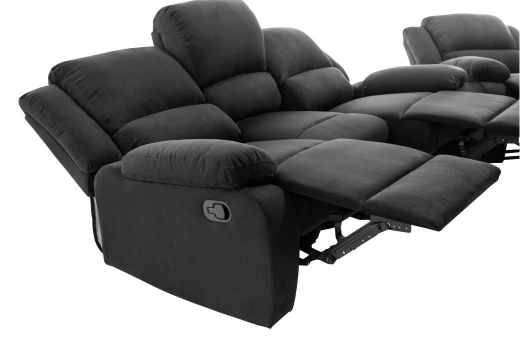 RELAXXO - Ensemble canapé relax manuel LEO 3 places + fauteuil manuel en microfibre