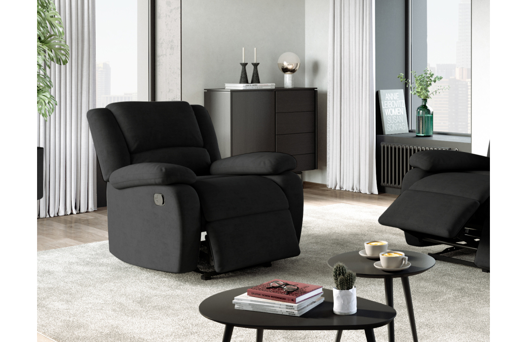 RELAXXO - Ensemble canapé relax manuel LEO 3 places + fauteuil manuel en microfibre