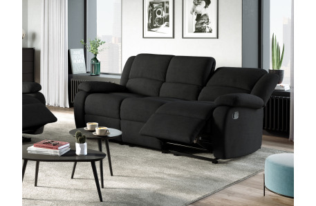 RELAXXO - Ensemble canapé relax manuel LEO 3 places + fauteuil manuel en microfibre