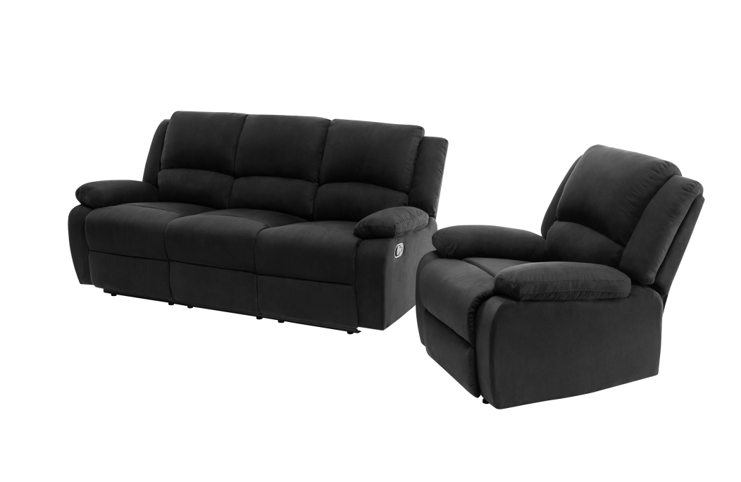 RELAXXO - Ensemble canapé relax manuel LEO 3 places + fauteuil manuel en microfibre