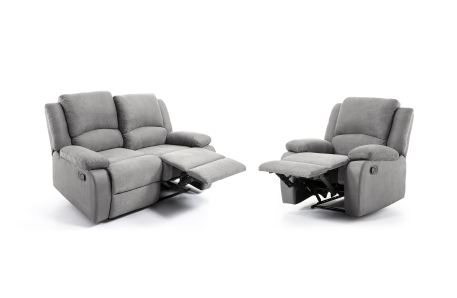 RELAXXO - Ensemble canapé relax manuel LEO 2 places + fauteuil manuel en microfibre