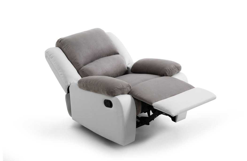 RELAXXO - Ensemble canapé relax manuel LEO 3 places + fauteuil manuel en microfibre et simili