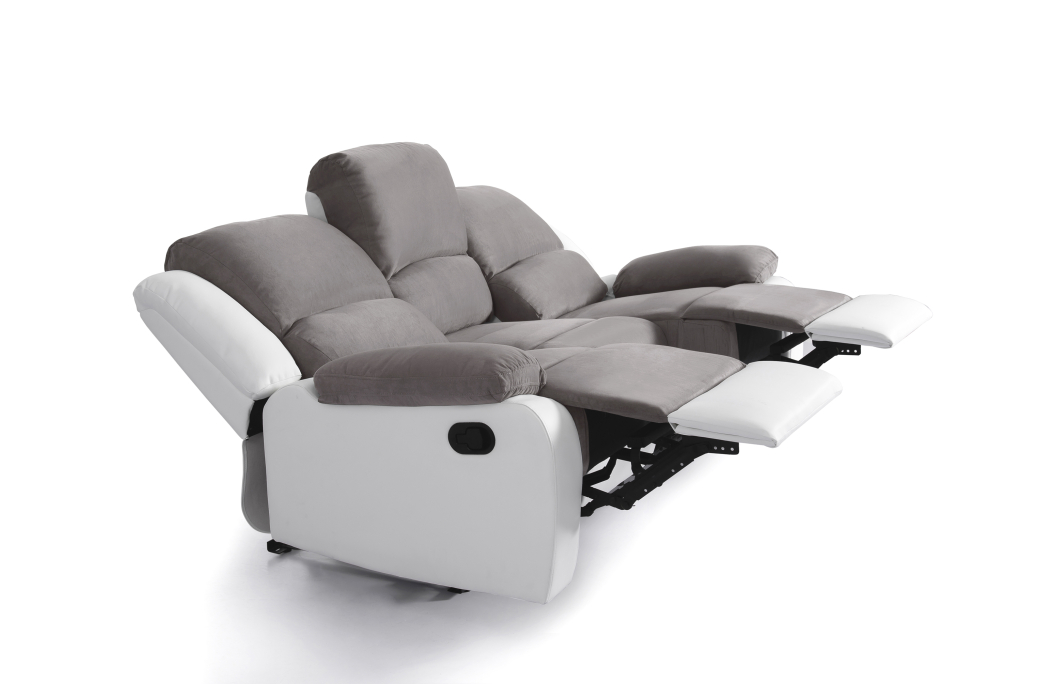 RELAXXO - Ensemble canapé relax manuel LEO 3 places + fauteuil manuel en microfibre et simili