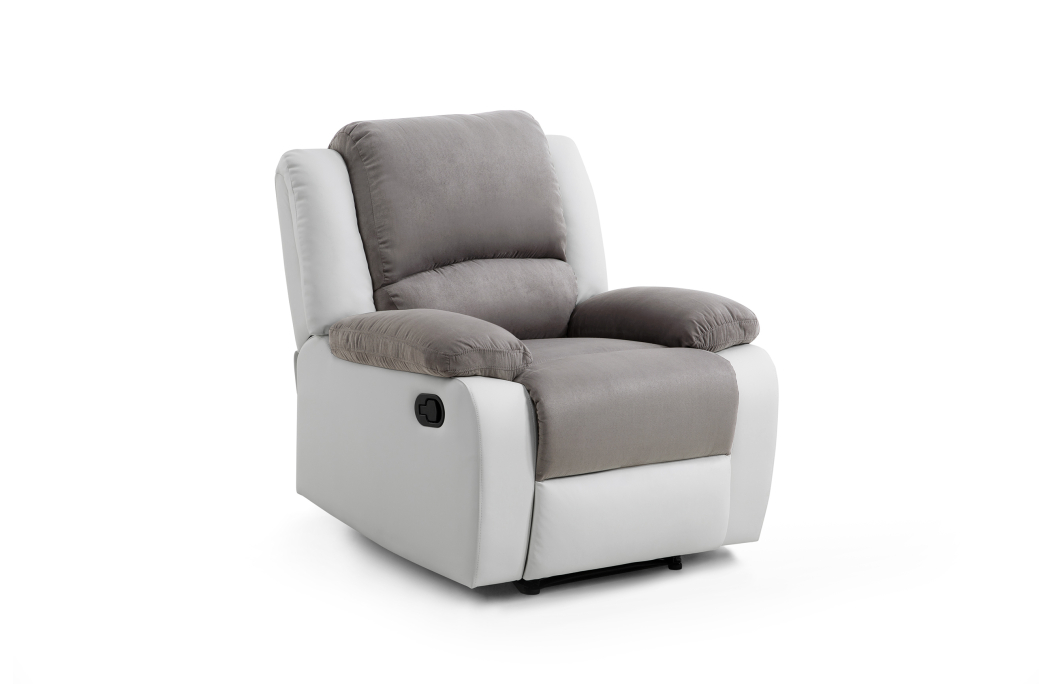RELAXXO - Ensemble canapé relax manuel LEO 3 places + fauteuil manuel en microfibre et simili