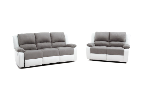 RELAXXO - Ensemble canapés relax manuels LEO 3 + 2 places en microfibre et simili