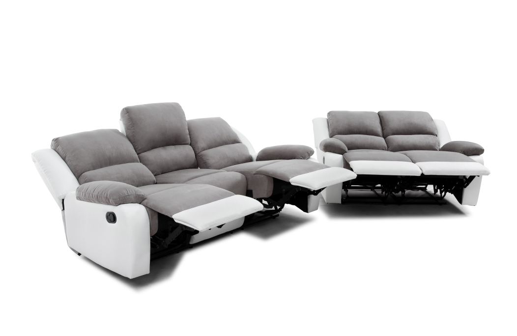 RELAXXO - Ensemble canapés relax manuels LEO 3 + 2 places en microfibre et simili