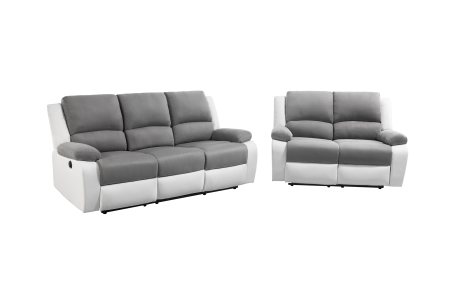 RELAXXO - Ensemble canapés relax électriques LEO 3 + 2 places en microfibre et simili