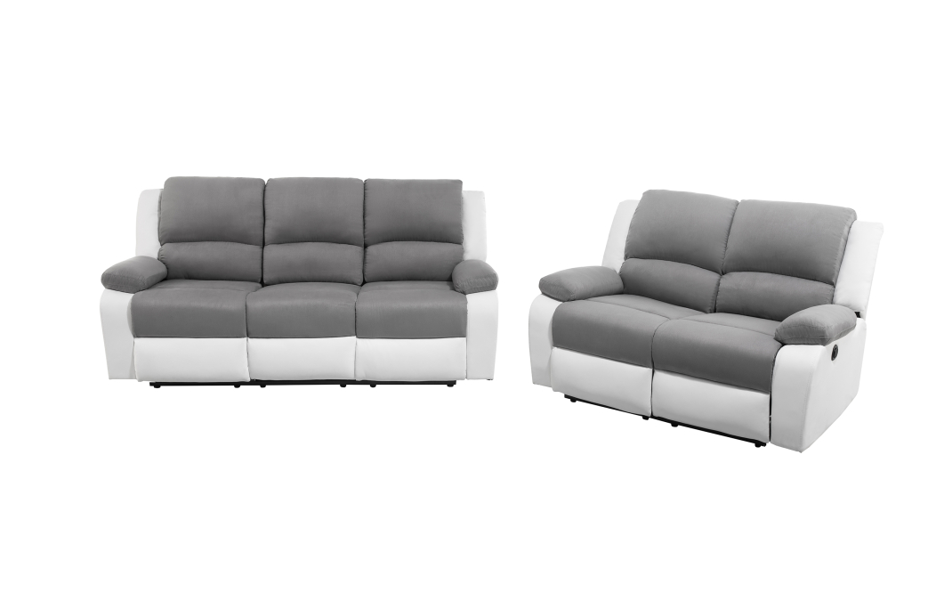 RELAXXO - Ensemble canapés relax électriques LEO 3 + 2 places en microfibre et simili