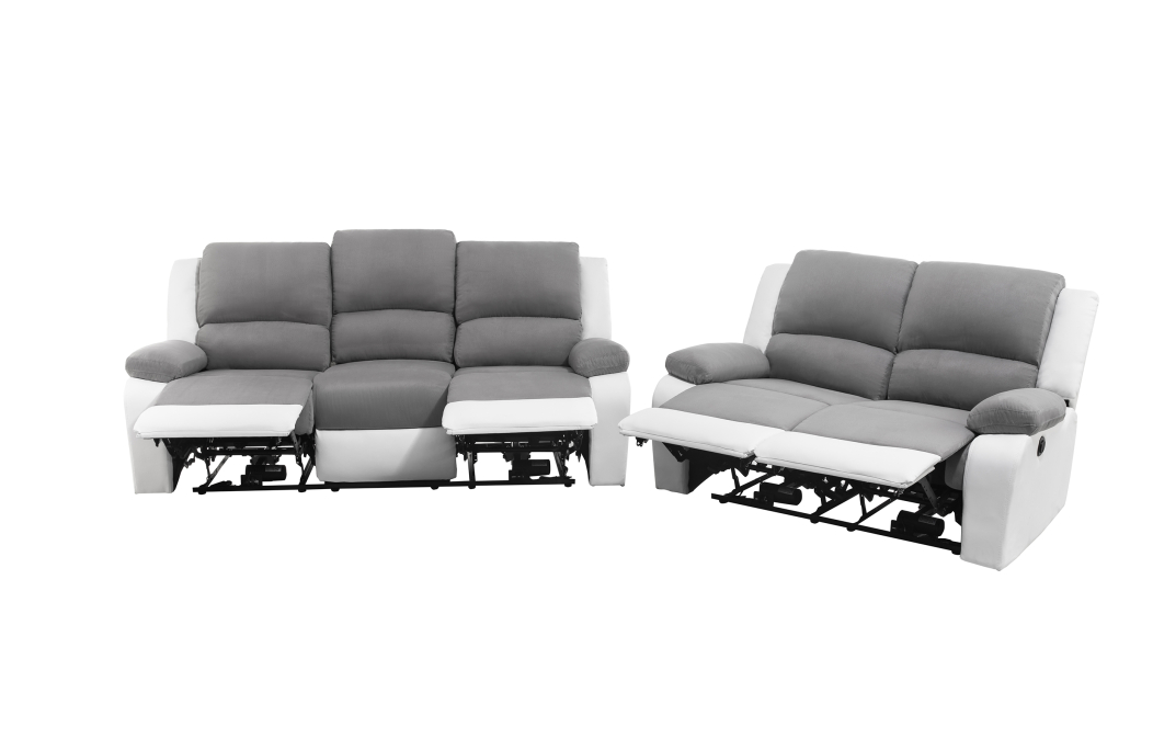 RELAXXO - Ensemble canapés relax électriques LEO 3 + 2 places en microfibre et simili