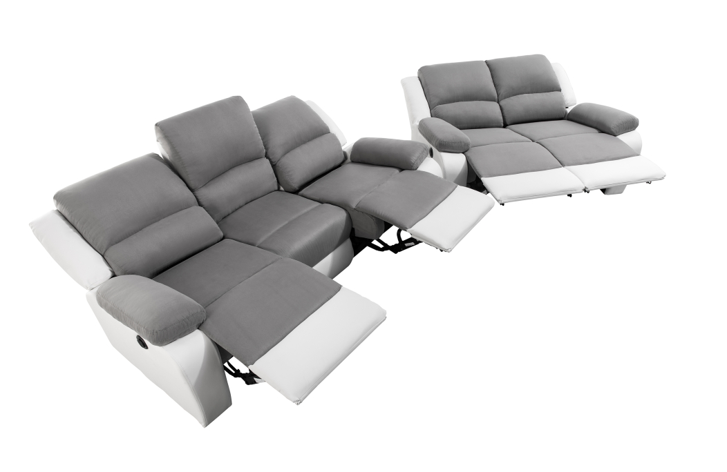RELAXXO - Ensemble canapés relax électriques LEO 3 + 2 places en microfibre et simili