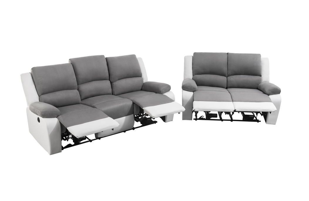 RELAXXO - Ensemble canapés relax électriques LEO 3 + 2 places en microfibre et simili