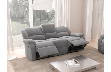 RELAXXO - Ensemble canapé relax électrique LEO 3 places + fauteuil releveur en microfibre