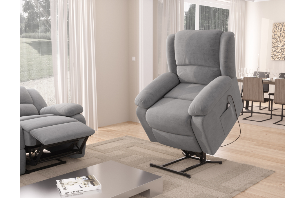 RELAXXO - Ensemble canapé relax électrique LEO 3 places + fauteuil releveur en microfibre