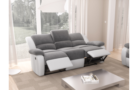 RELAXXO - Ensemble canapé relax électrique LEO 3 places + fauteuil releveur en microfibre et simili