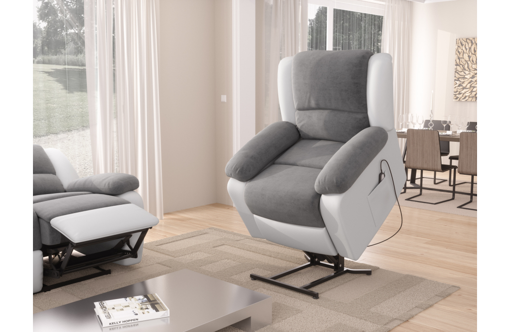 RELAXXO - Ensemble canapé relax électrique LEO 3 places + fauteuil releveur en microfibre et simili