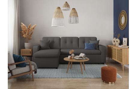MARIUS - Canapé d'angle convertible réversible en tissu