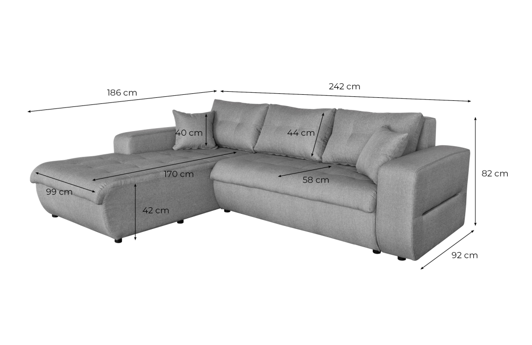Canapé d'Angle SUZIE Convertible en Tissu
