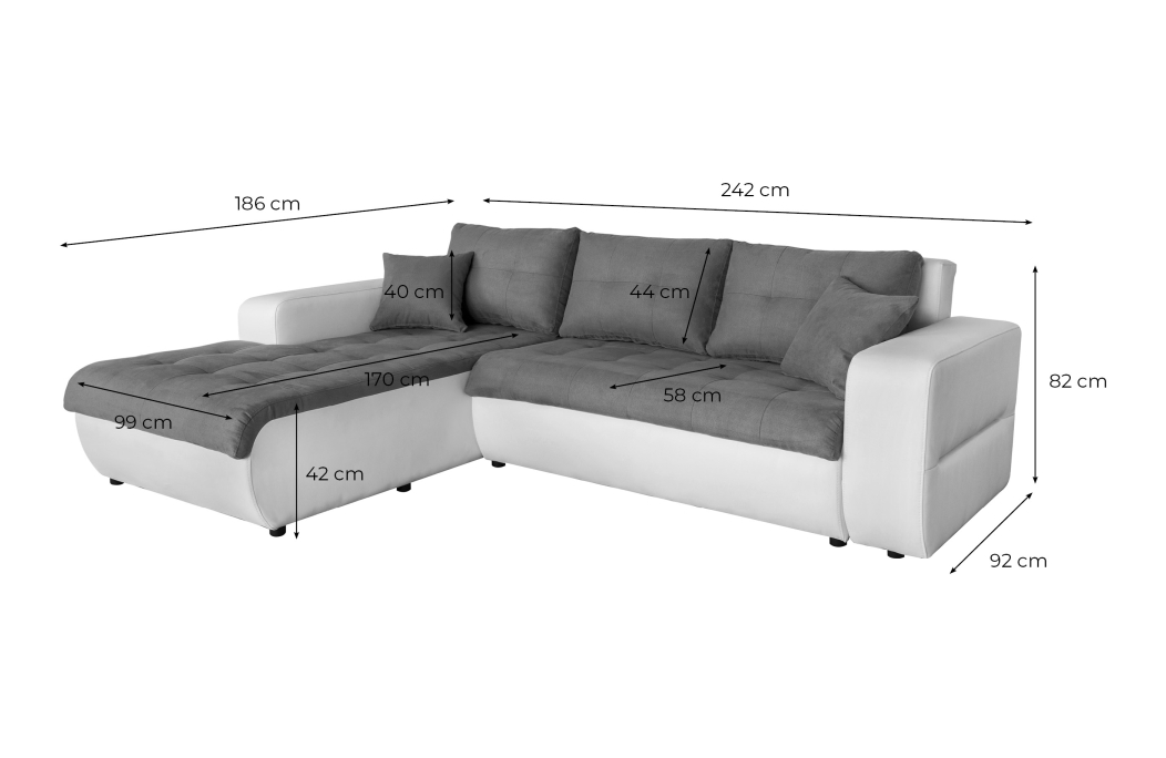 Canapé d'Angle SUZIE Convertible en Simili et Microfibre