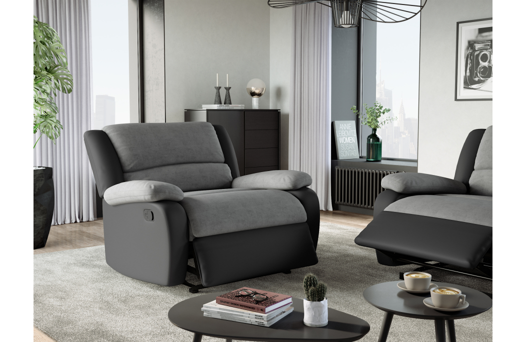 9121 - Fauteuil de relaxation avec assise XXL en simili et microfibre
